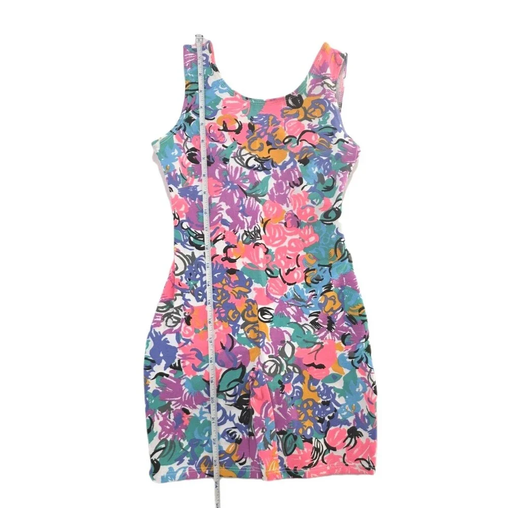 Gilda Marx Kids VTG 80s Pastel Scribbles Cotton Biketard Leotard Dance Size 8/10